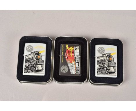 Zippo Collectors Edition - Lionel American Legend, comprising Two 671 Turbine Steam Locomotives, and a anta Fe F3 Diesel Loco