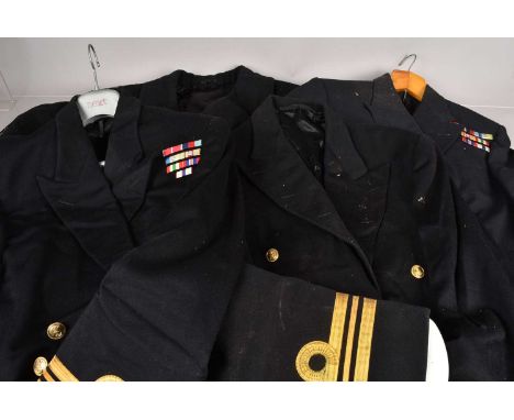 Royal Navy, the uniforms and ephemera of Lt Commander P.C Whitlock, Royal Navy, comprising Dress uniforms, waistcoat, evening