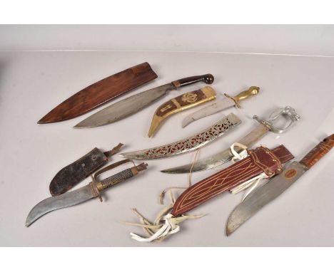 A Cocos Machete, having wooden scabbard, together with a selection of other knives and daggers (parcel), no postage for this 