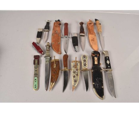 An assortment of various knives, to include a German Scout knife by LinderMesser of Solingen, a Sgain Dao by Wilkinson, a hun