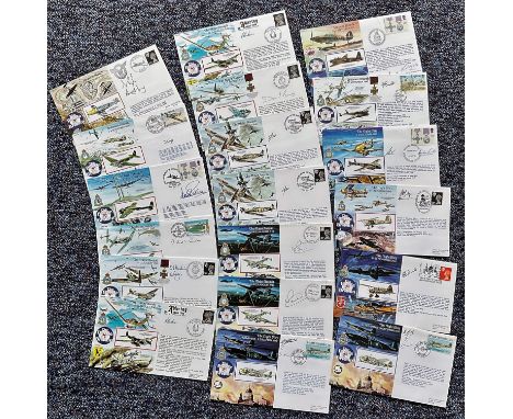 WW2 RAF Battle of Britain Collection of 19 Pilot Signed Flown Covers. All Contain Stamps and Postmarks. Signatures include Ma