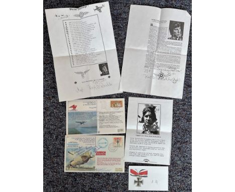 WW2 German Signature Collection on First Day Covers and Signature cards. Major Heinrich Ruhl Signed 5x3inch Signature card. A