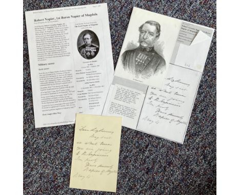 Robert Napier, 1st Baron Napier of Magdala Handwritten Letter Signed. Signed in black ink. Field Marshal Robert Cornelis Napi