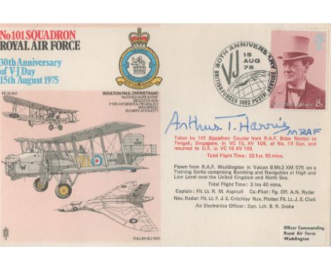 WW2 Arthur T Harris Signed No 101 Squadron, 30th anniv of V-J Day 15th August 1975 FDC. 123 of 1250 Covers Issued. Churchill 