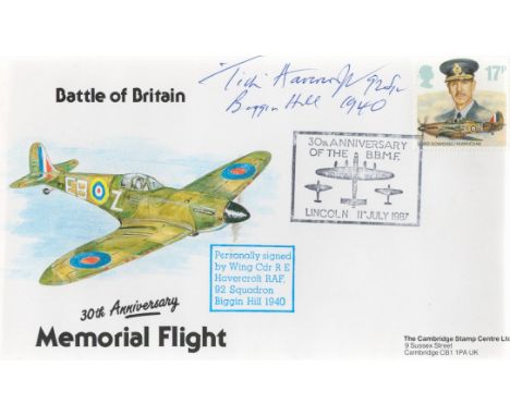 RAF WW2 R E Havercroft signed 'Battle Of Britain Memorial flight' FDC. Postmark 30th Anniversary of the B.B.M.F Lincoln 11th 