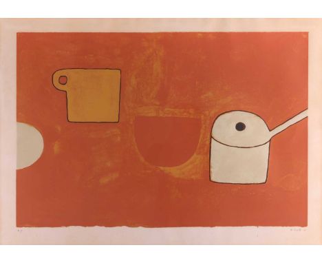 William Scott CBE (British 1913-1989)Cup, Bowl, Pan, Browns and Ochres (Archeus 28)signed, dated 1970 and inscribed ap in pen