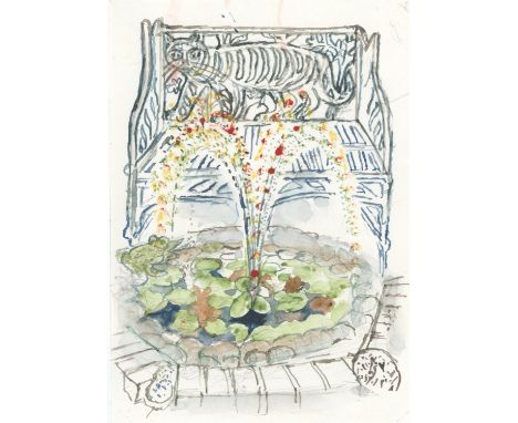 
	
		Richard Bawden
		Cat Seat and Fountain, 2020
		Watercolour on Paper
		Signed verso
		15 x 10cm (5¾ x 3¾ in.)
		Richard B