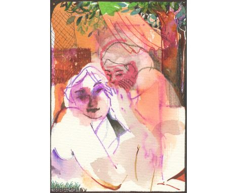 
	
		Joana Galego
		Snails on Hot Days, 2020
		Mixed Media on Paper
		Signed verso
		15 x 10cm (5¾ x 3¾ in.)
		Galego holds h