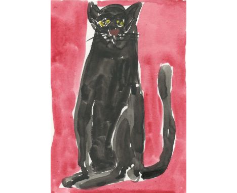 
	
		Jenny Watson
		Old Black Cat, 2020
		Rowney Watercolour on Paper
		Signed verso
		15 x 10cm (5¾ x 3¾ in.)
		
		Jenny Wat