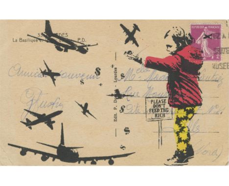 
	
		JohnnyX
		Please Don't Feed The Rich, 2020
		Screen Print on Vintage Postcard
		Signed verso
		10 x 15cm (3¾ x 5¾ in.)
	