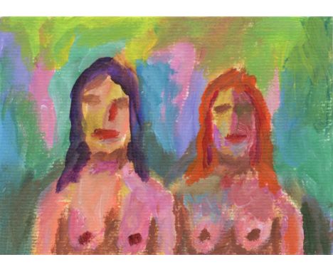 
	
		Jim Denomie
		Beautiful Witches, 2020
		Acrylic on Paper
		Signed verso
		15 x 10cm (5¾ x 3¾ in.)
		As a painter and an 