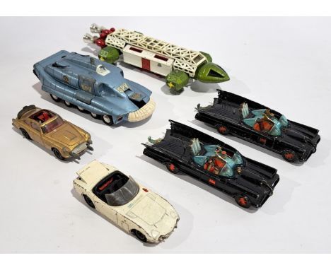 Dinky &amp; Corgi, Film &amp; TV related, an unboxed group. Includes James Bond 007 Aston Martin &amp; Batmobiles. Although u