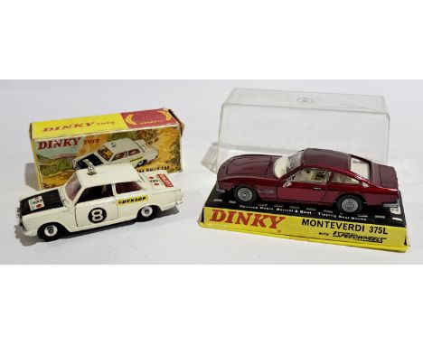 Dinky 212 Ford Cortina Rally Car &amp; 190 Monteverdi 375L, a boxed pair. Although unchecked for completeness condition gener