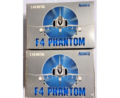 Franklin Mint "Armour Collection", a boxed pair of 1:48 scale military aircraft comprising of ART.98004 F-4 Phantom (US Navy)