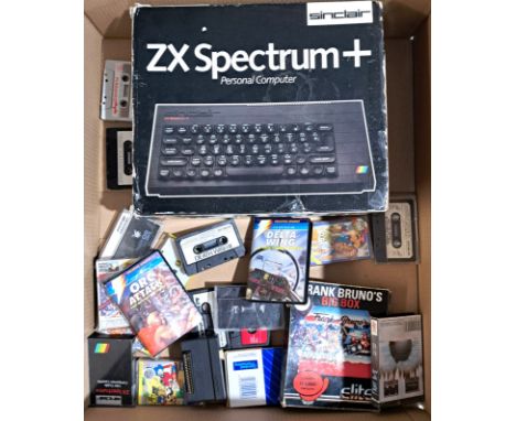 Vintage/Retro Gaming. Sinclair, a boxed Sinclair ZX Spectrum+ some cables along with a small QTY of Tape Games for Spectrum. 