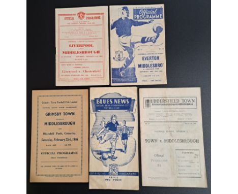 Middlesbrough FC,&nbsp; a group of Vintage 1940's Away Football Programmes comprising of V Everton 1946, V Liverpool 1948, V 