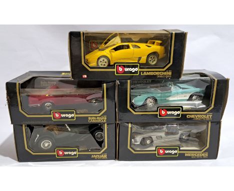 Bburago 1:18 scale &amp; similar, a boxed group of cars.&nbsp; Includes Lamborghini Diablo (1990) &amp; Mercedes Benz 300 SL 