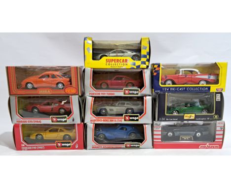 Bburago, Majorette, Mira &amp; similar&nbsp;1:24 scale &amp; similar, a boxed group of cars. Includes Ferrari F40 (1987) &amp