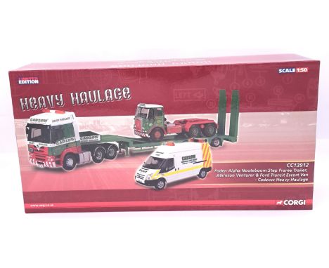 Corgi a boxed 1:50 scale Heavy Haulage CC13912 Foden Alpha Nooteboom Step Frame Trailer, Atkinson Venturer and Ford Transit E