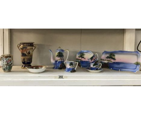 A shelf of Noritake china including vases etc.