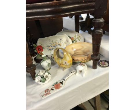 A Royal Worcester Evesham plate, Falcon ware, Dovedale bowl etc.