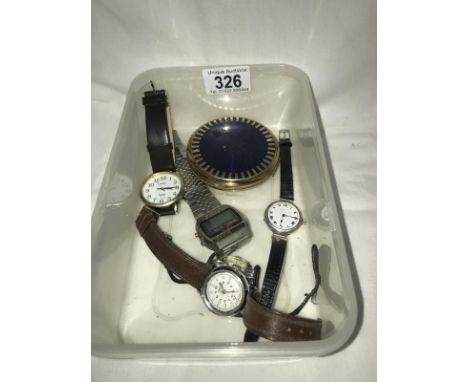 A quantity of old watches A/F and a compact