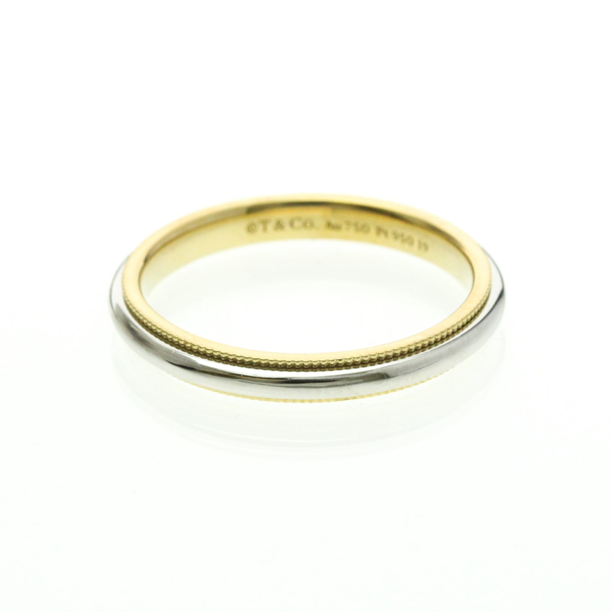 Tiffany Milgrain Band Ring Yellow Gold (18K),Platinum Fashion No Stone Band Ring Gold,Silver