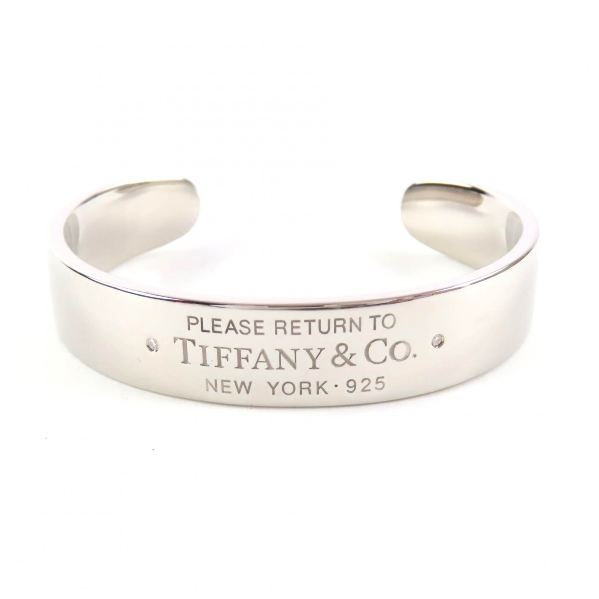 TIFFANY&Co. Tiffany & Co. Return to AG925 Diamond RTT Narrow Cuff Bangle Silver Size S Weight 33.6g