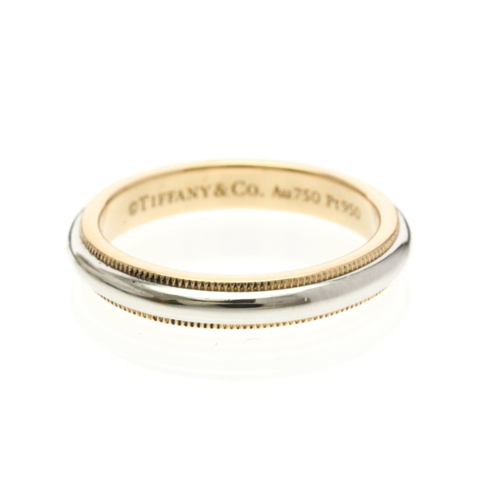 Tiffany Milgrain Ring Pink Gold (18K) Fashion No Stone Band Ring Silver,Pink Gold