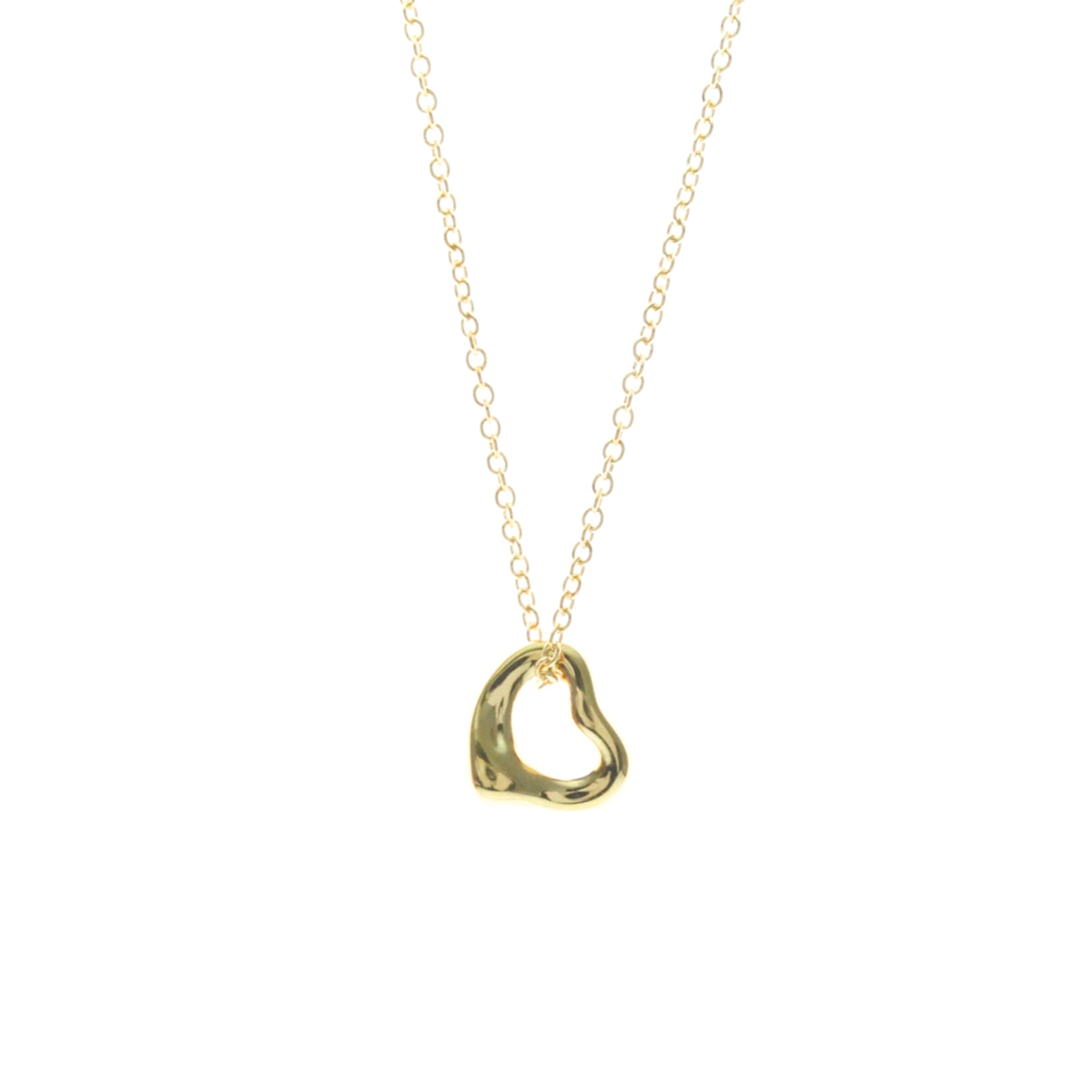 Tiffany Open Heart Extra Mini Necklace Yellow Gold (18K) No Stone Men,Women Fashion Pendant Necklace