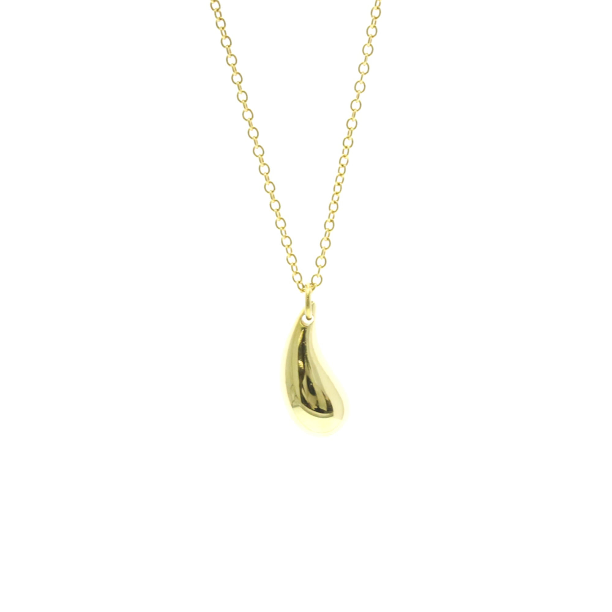 Tiffany Teardrop Necklace Yellow Gold (18K) No Stone Men,Women Fashion Pendant Necklace (Gold)
