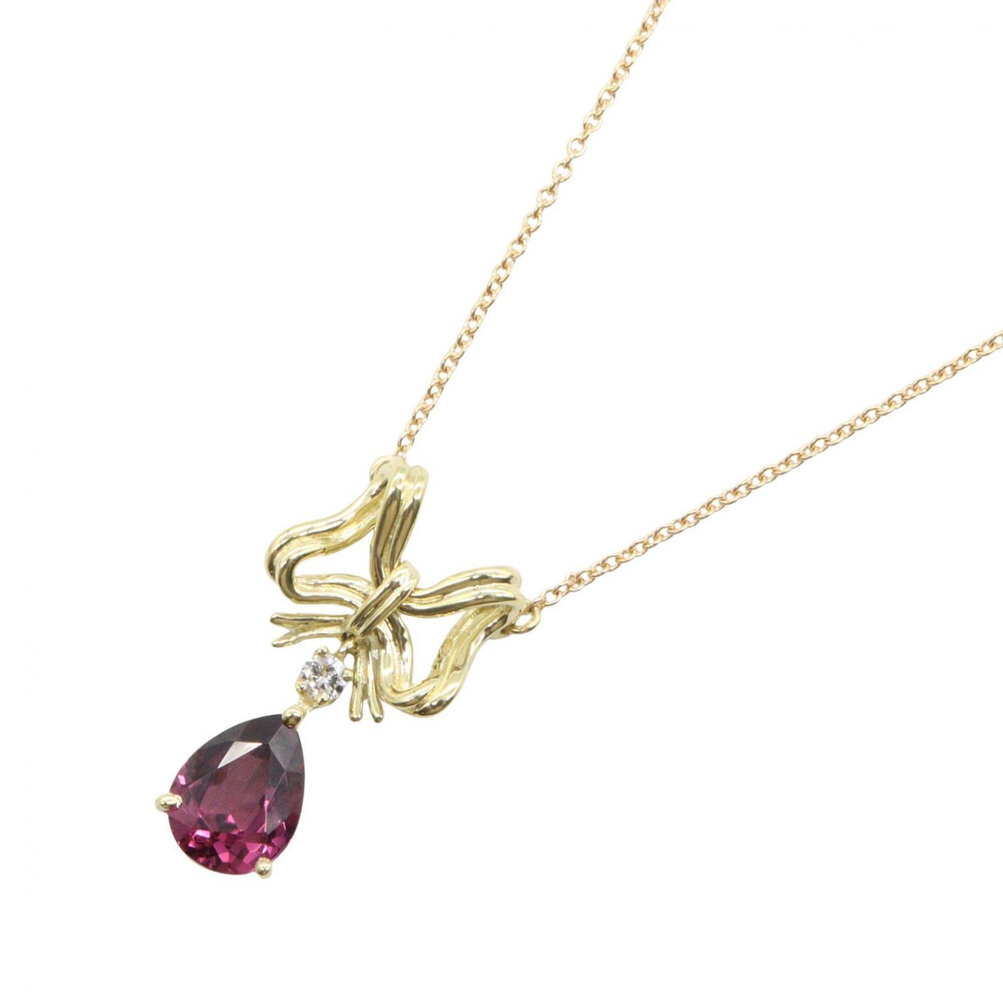Tiffany & Co. Garnet and Diamond Necklace. Available in 18K (Yellow Gold) 18KPG (Pink Gold). Feature