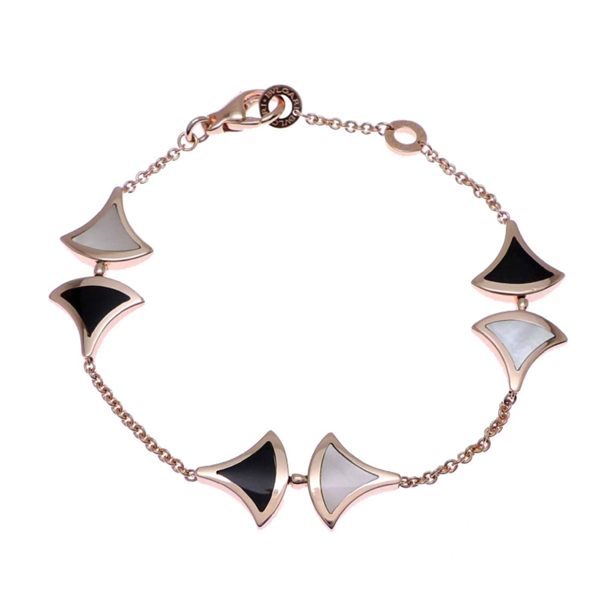 Bvlgari Diva\'s Dream 6P Onyx Mother-of-Pearl #SM Women\'s Bracelet 350073 750 Pink Gold