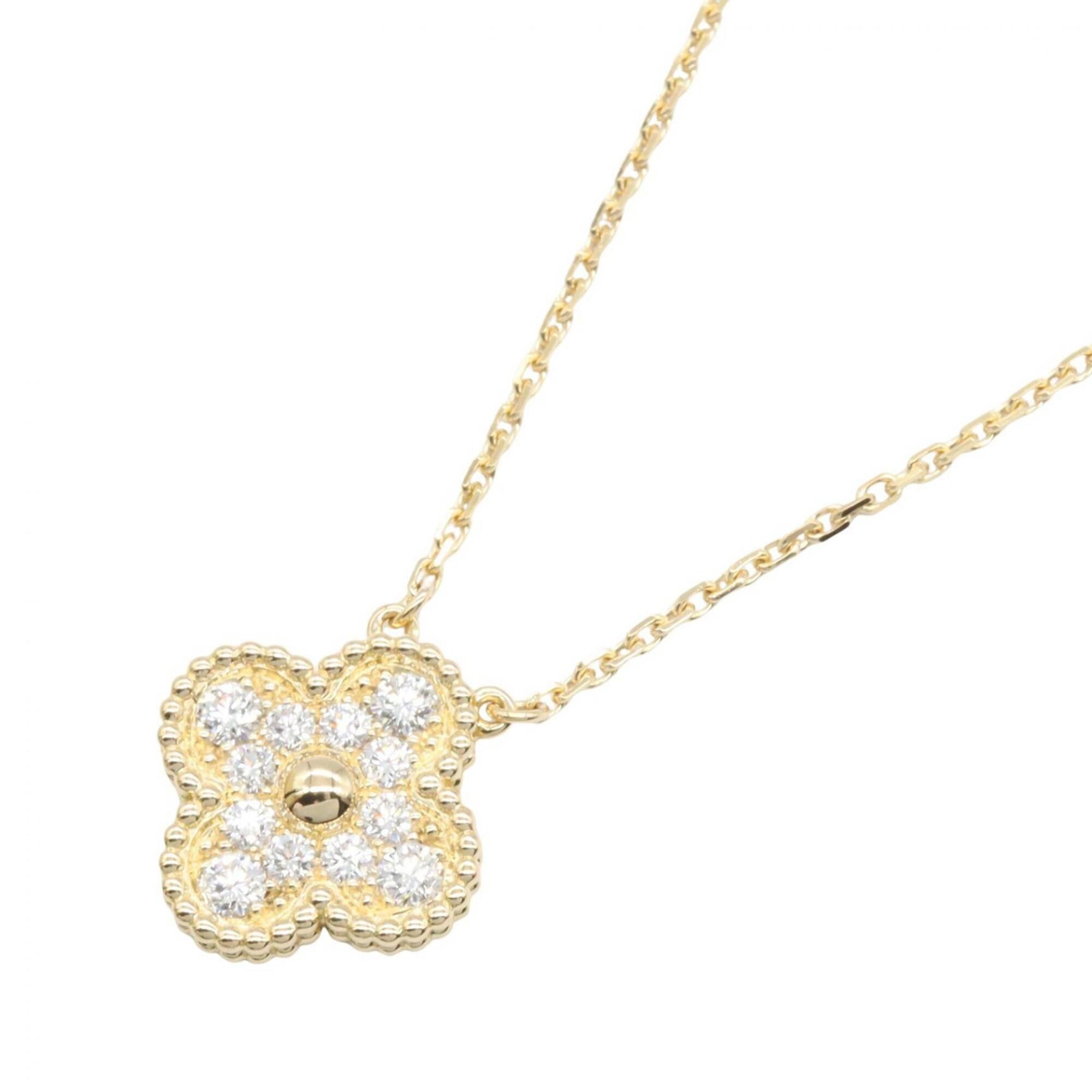 Van Cleef & Arpels Vintage Alhambra Diamond Necklace, 18K (Yellow Gold), Diamond, Women\'s, Gold Ton