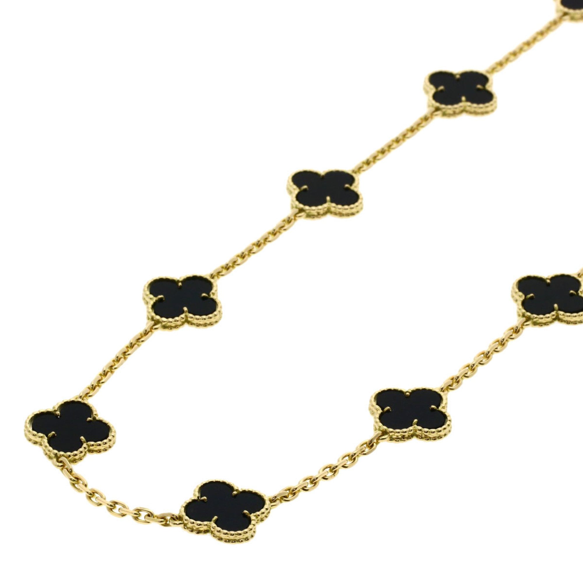 Van Cleef & Arpels Vintage Alhambra 20-Piece Onyx Necklace, 18K Yellow Gold, Women\'s