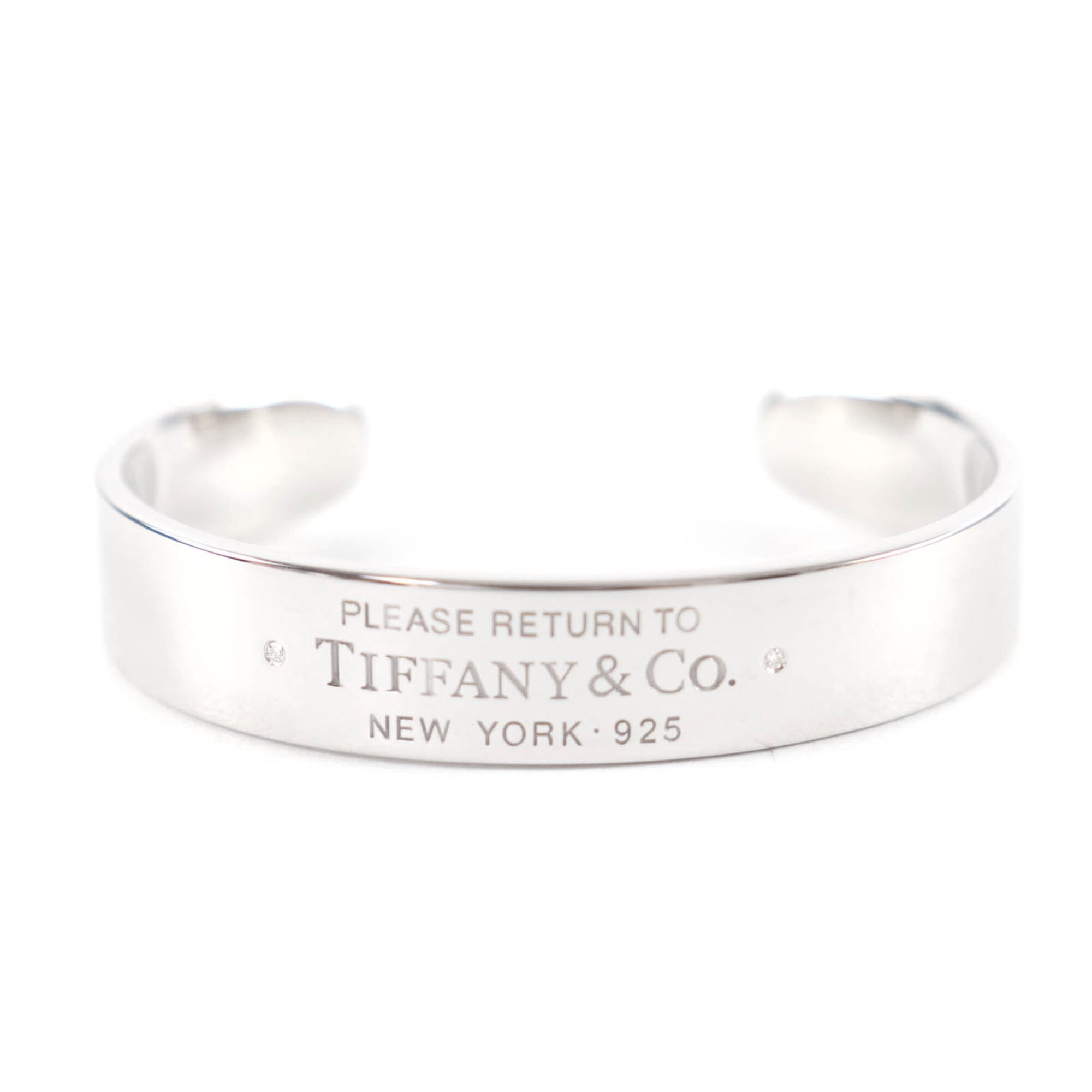TIFFANY&Co. Tiffany & Co. Return to AG925 Diamond RTT Narrow Cuff Bangle Silver S Size Made in Italy