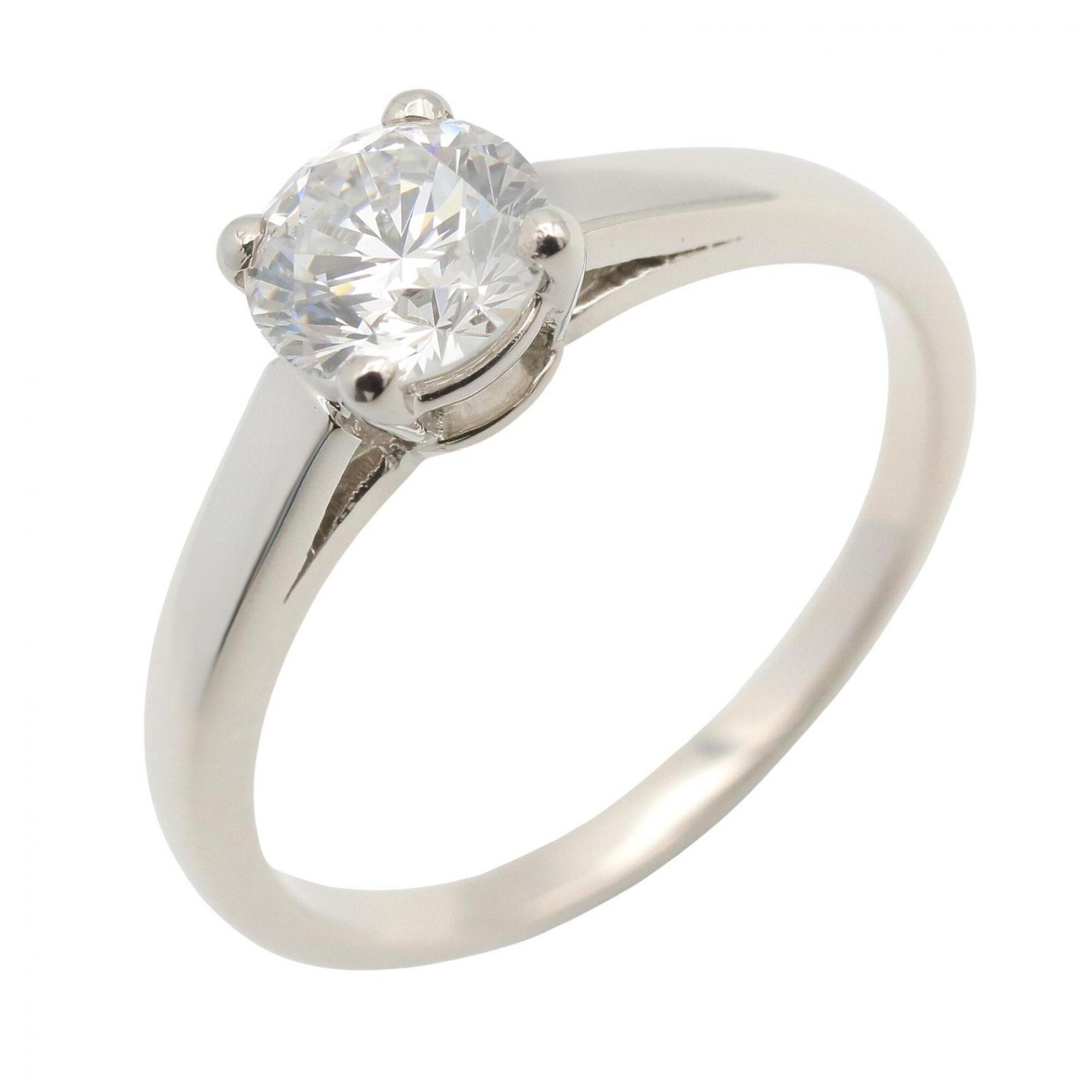 BVLGARI Griffe Solitaire Diamond Ring - Platinum (Pt950) Women\'s Clear/Silver Tone