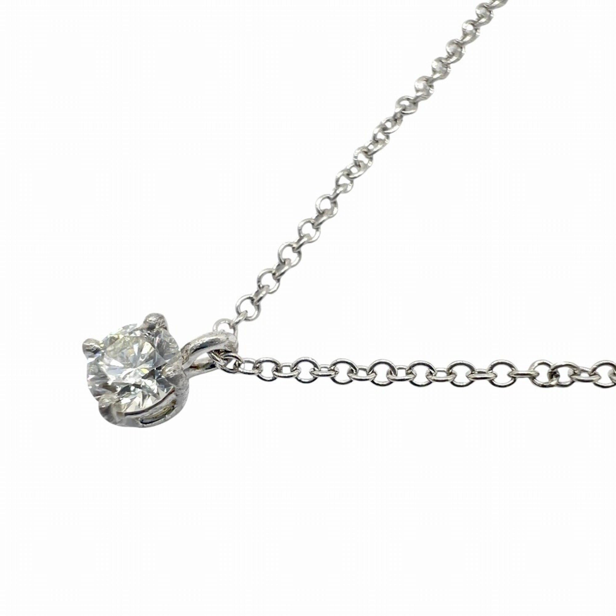 TIFFANY&Co. Tiffany PT950 Solitaire Necklace, Platinum, 1P Diamond, Women\'s Pendant