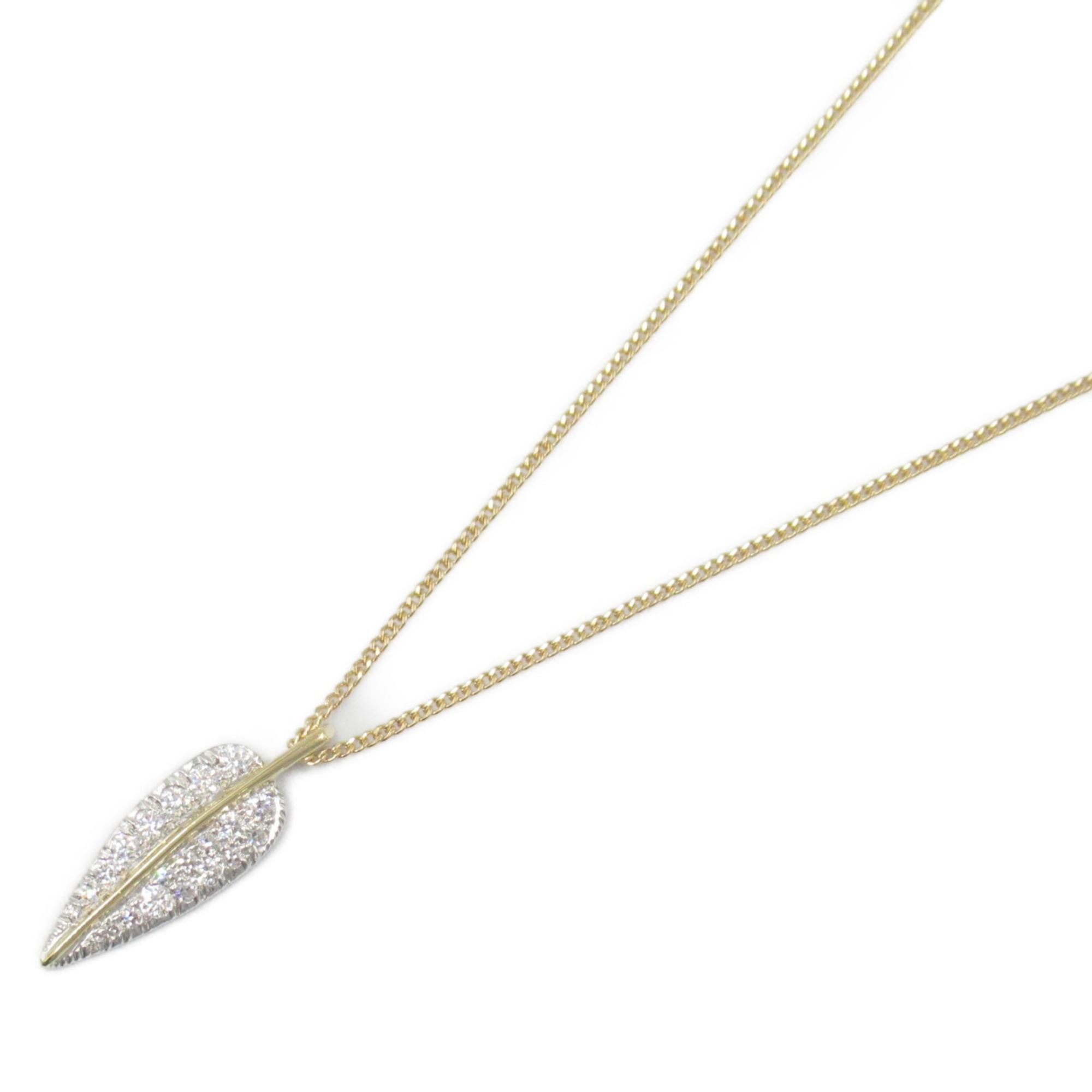 Tiffany & Co. Leaf Necklace, Diamond Jewelry, 18K (Yellow Gold), Pt900 Platinum, Diamond, Women\'s,