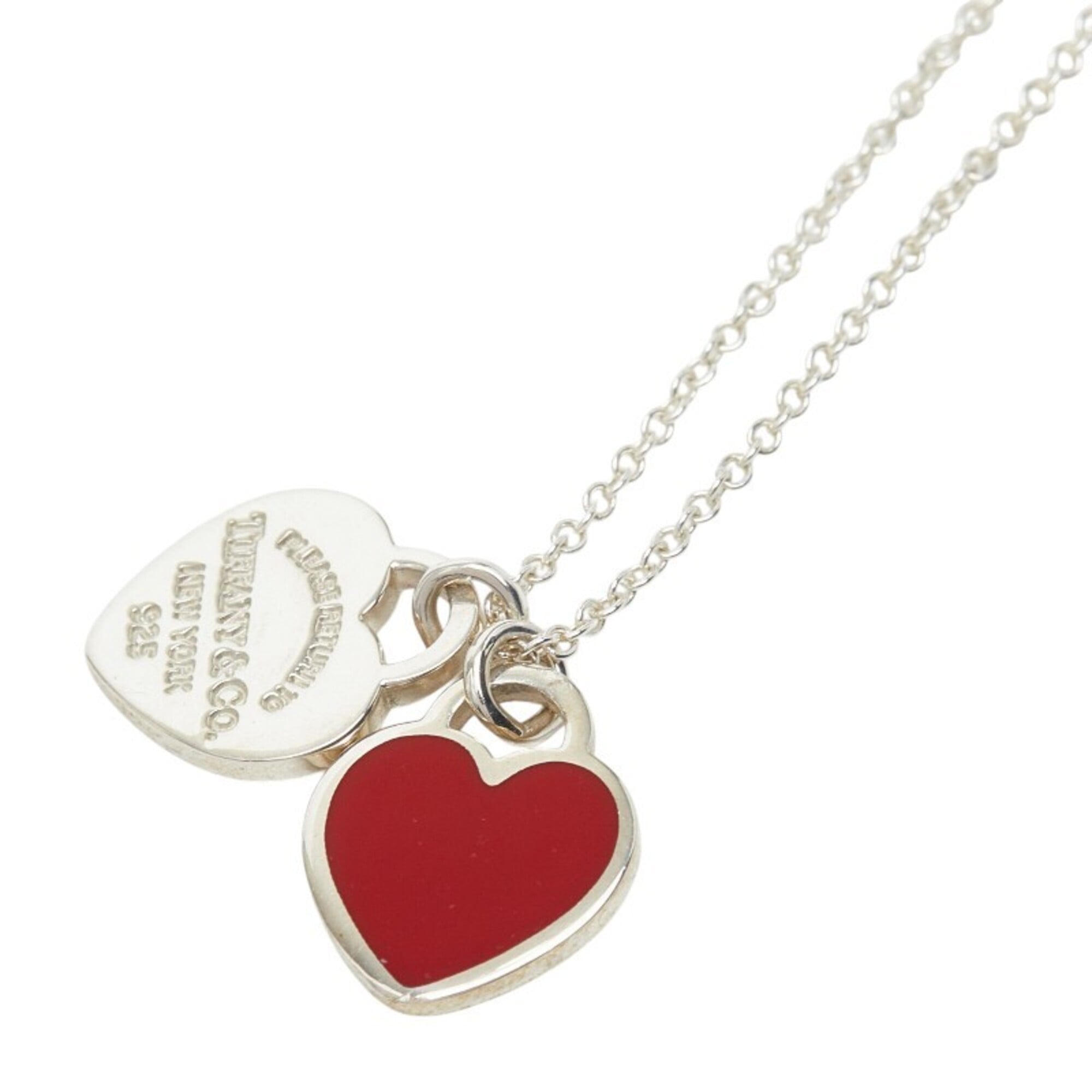 Tiffany & Co. Return to Double Heart Tag Pendant Chain Necklace, SV925 Silver, Women\'s.