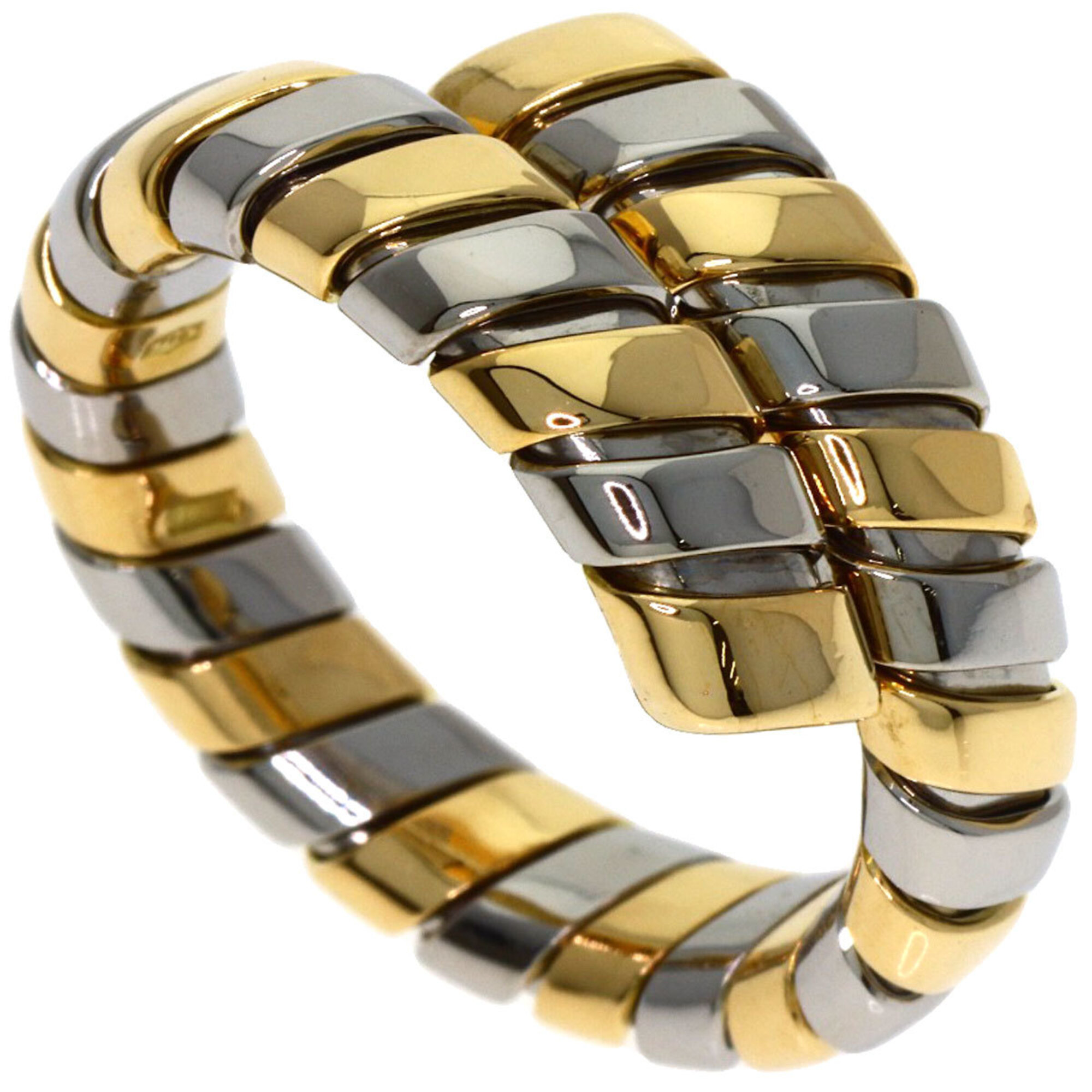 Bulgari Tubogas Ring, 18K Yellow Gold/Stainless Steel, Women\'s, BVLGARI