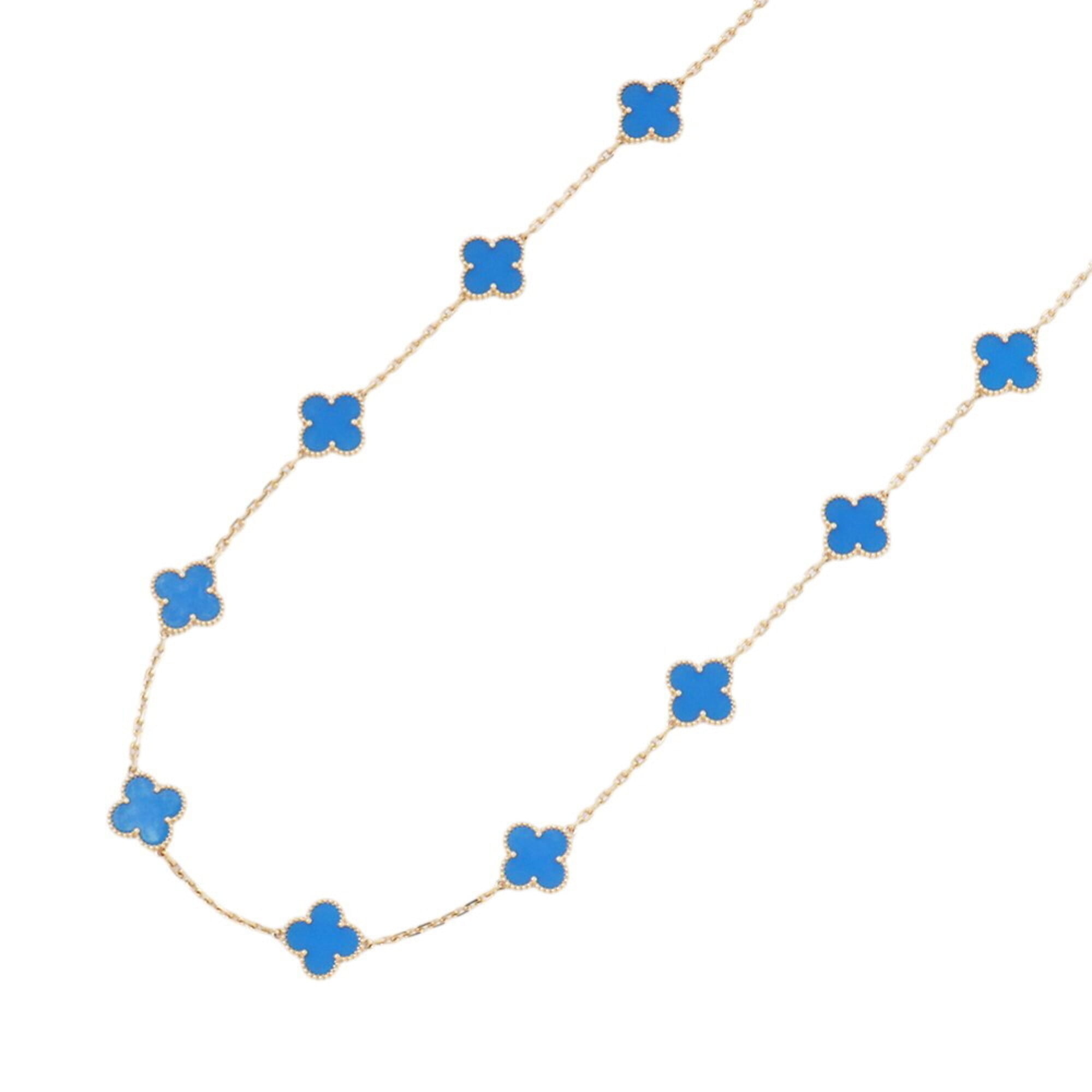 Van Cleef & Arpels Alhambra Necklace, 20 Motifs, Blue Agate, 18K Yellow Gold (VCARP7RN00) - Necklace
