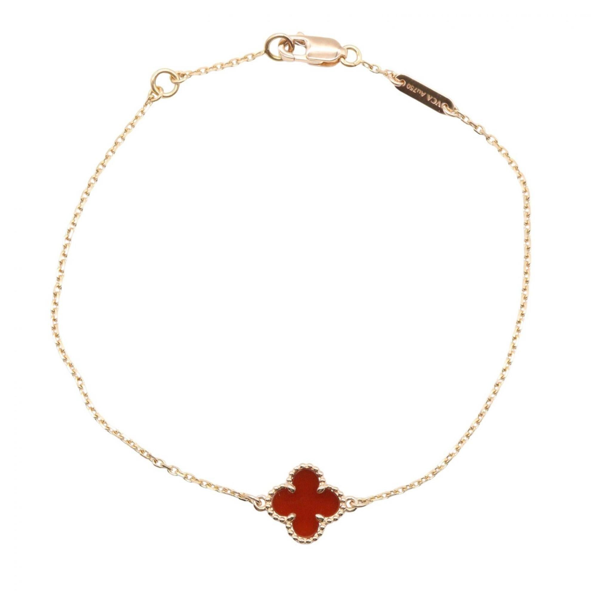 Van Cleef & Arpels Sweet Alhambra Bracelet, 18K Pink Gold (PG), Carnelian, Women\'s, Gold/Red Tones