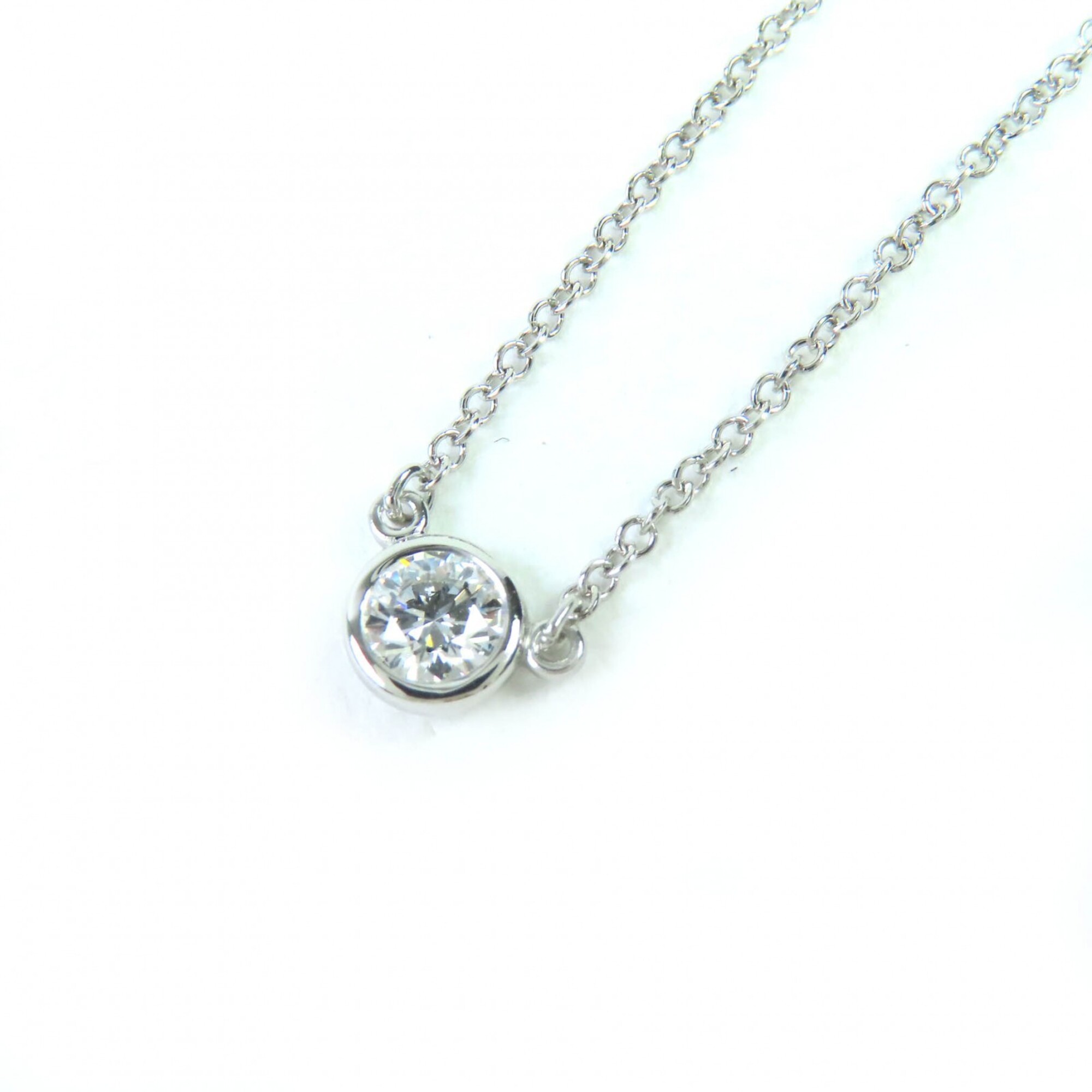 TIFFANY&Co. Tiffany By the Yard PT950 1P Diamond Necklace, approx. 4.80mm setting diameter, 0.18ct,