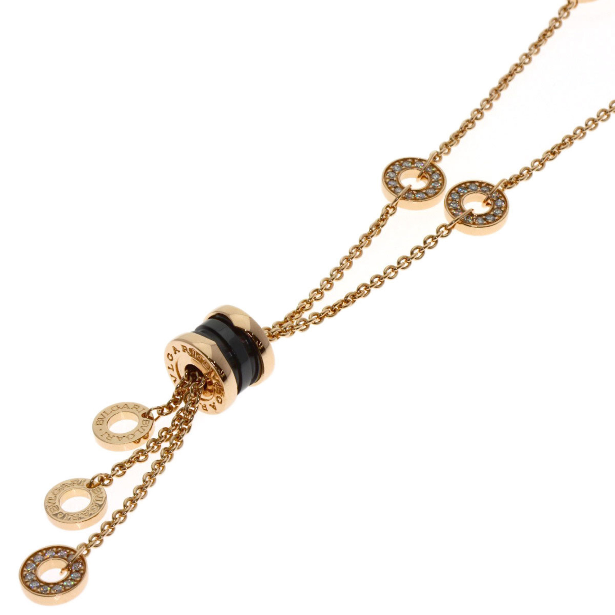 BVLGARI B-zero1 Element Diamond Necklace 18K Pink Gold Women\'s