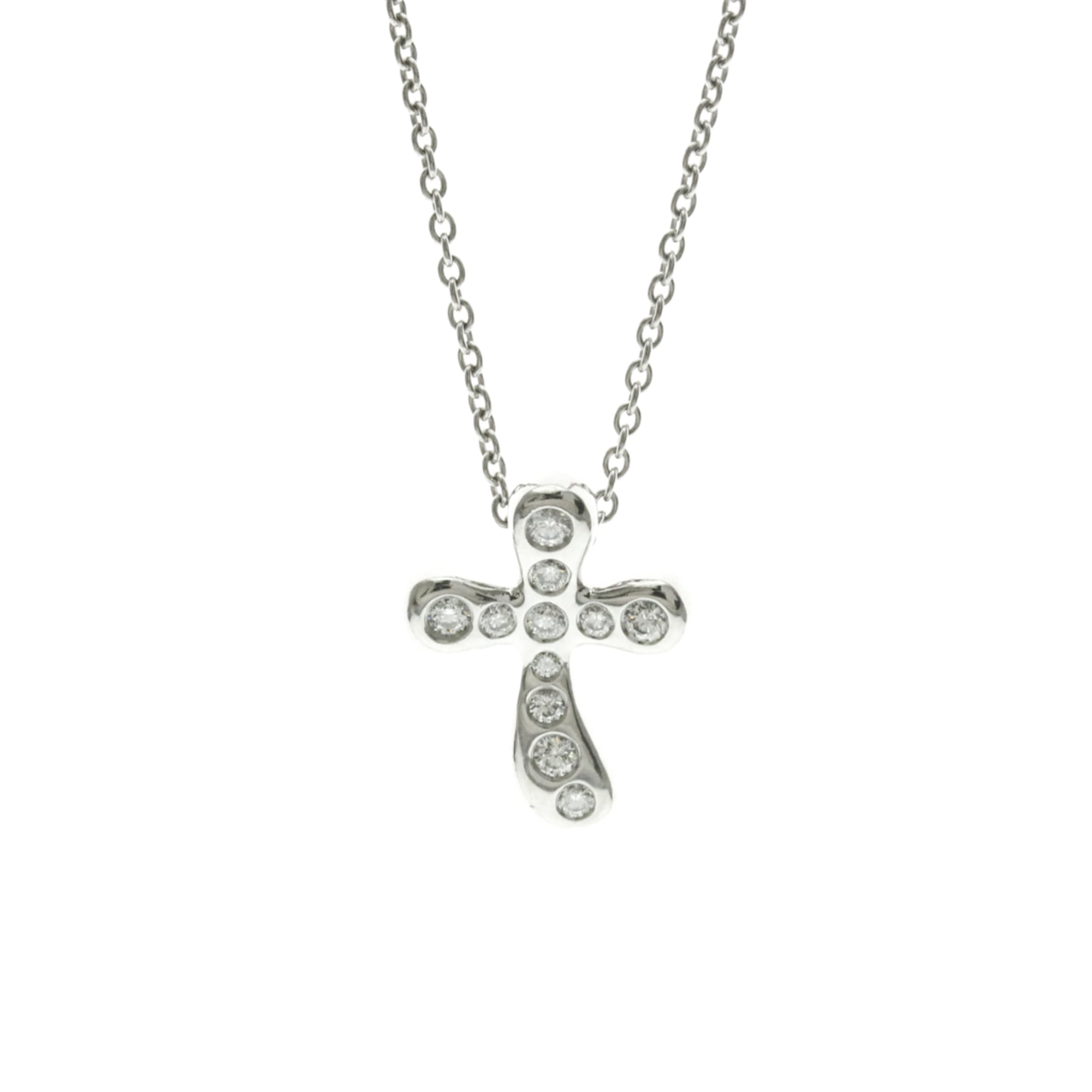 Tiffany Cross Diamond Necklace Platinum Diamond Men,Women Fashion Pendant Necklace