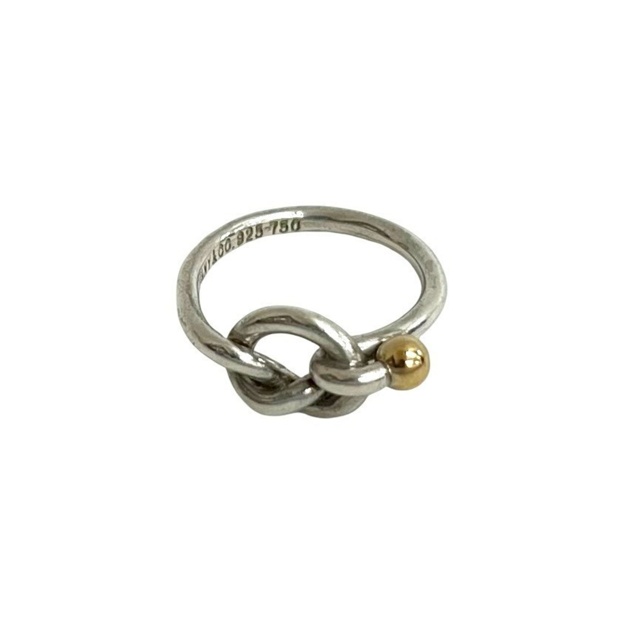 TIFFANY&Co. Tiffany Hook & Eye Love Knot Sterling Silver 925 18K Gold Ring, Size 10, Women\'s, Item