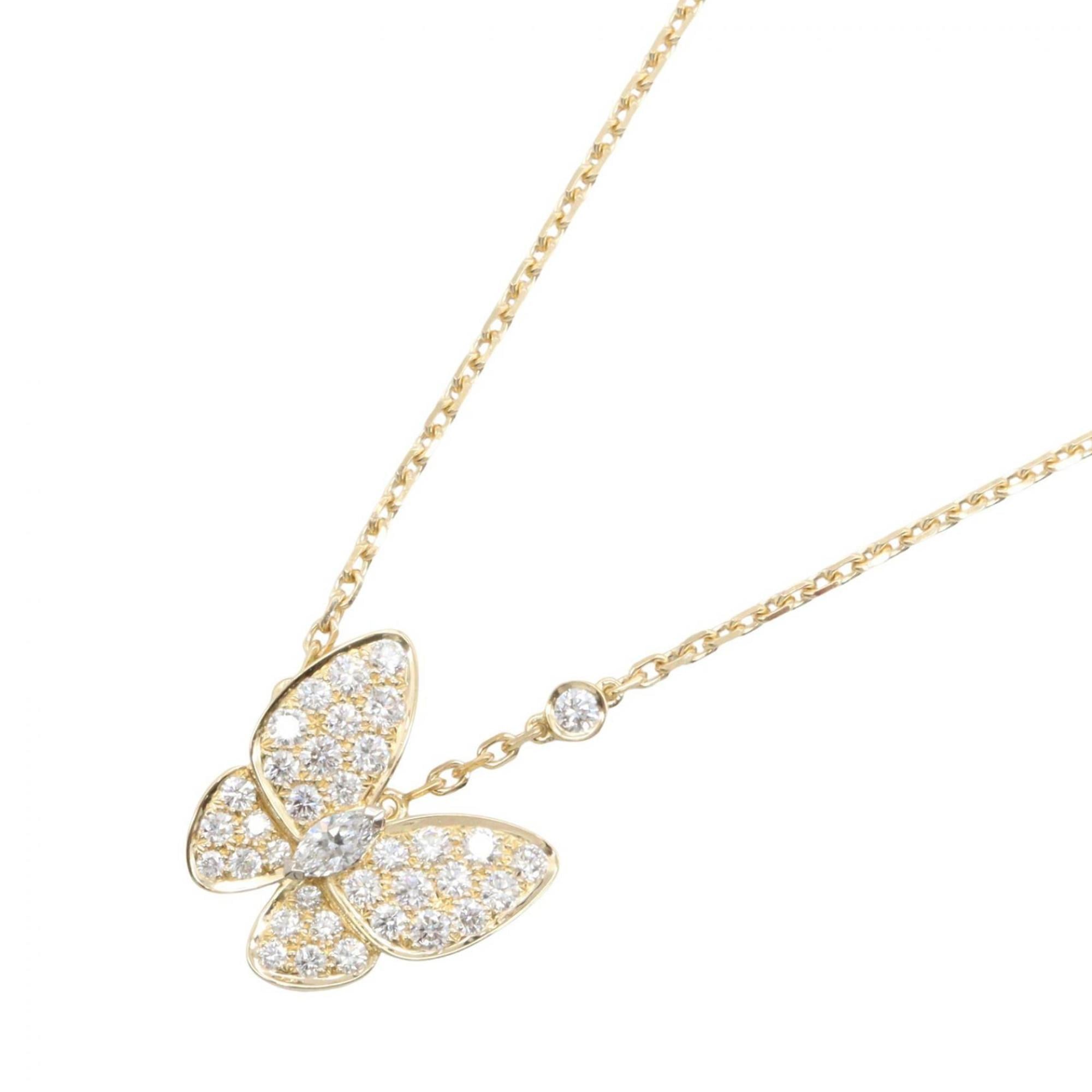 Van Cleef & Arpels De Papillon Diamond Necklace, 18K (Yellow Gold), Diamond, Women\'s, Gold Tone, Cl