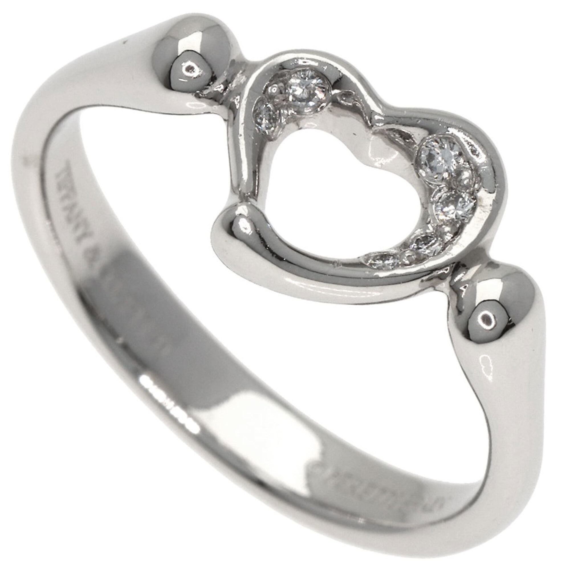 Tiffany & Co. Open Heart Diamond Ring, Platinum PT950, Women\'s.
