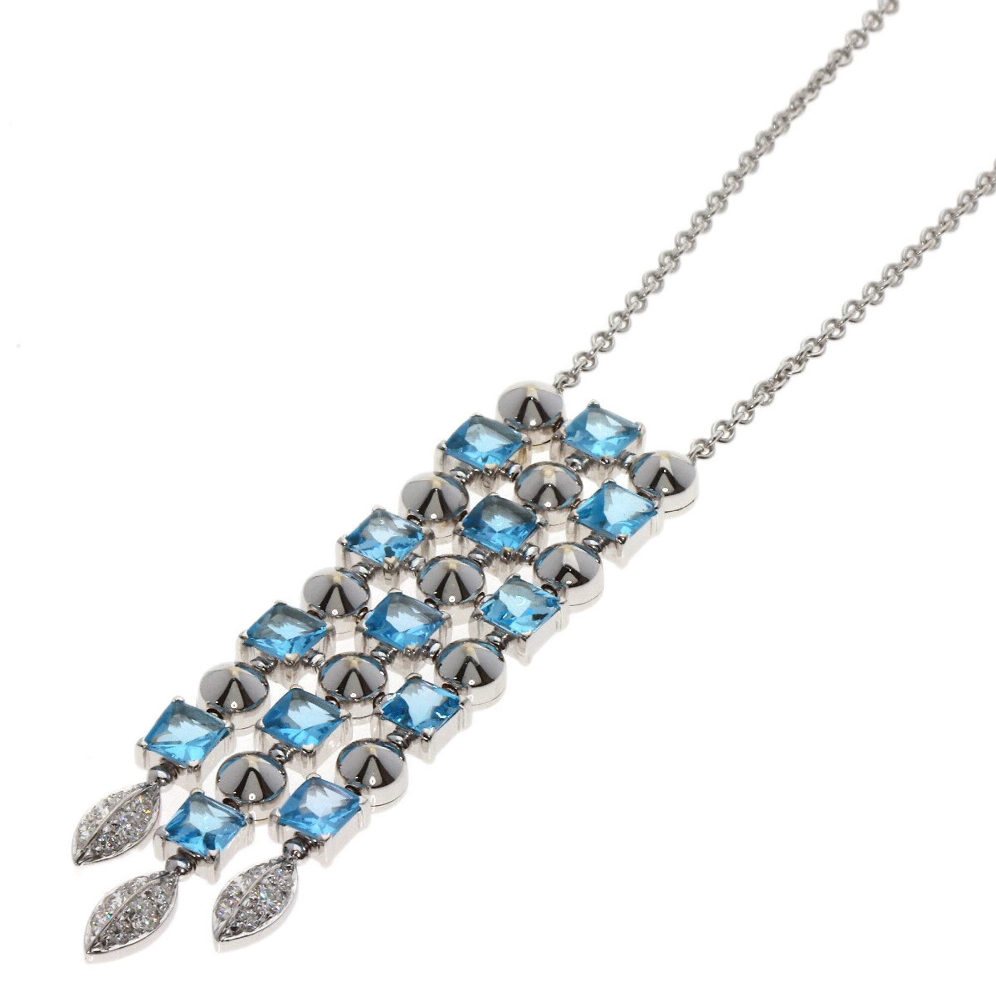 Bulgari Lucia Blue Topaz Diamond Necklace 18K White Gold Women\'s BVLGARI